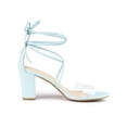 thumbnail image 3 of BLISSFUL STEP Chaussures pour Femmes à Bride Transparente à Lacets à Bout Ouvert Sandales Habillées à Talon Épais Bleu 7, 3 of 8