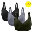 thumbnail image 2 of VEKDONE 3PC Woman's Large Size Solid Color Without Steel Ring Gathering Comfortable Bras Daily Bra Army Green 38/85, 2 of 3