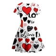 thumbnail image 3 of LUOGENLI Robe Fillette Tout-Petits Manches Courtes Imprimés Robe Princesse Danse Fête Robes Vêtements Jupe Maxi Ensemble Volant Rouge 7-8 Ans, 3 of 3