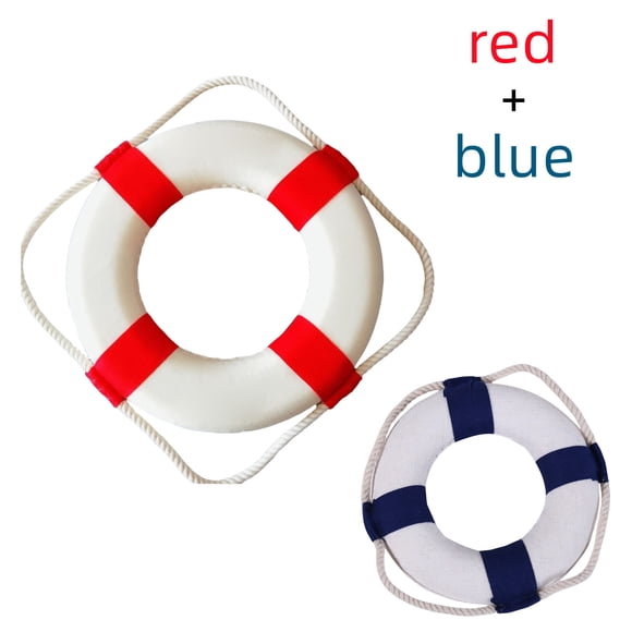 Pool Safety Life Preserver Throw Ring Buoy - Swim Foam Rings for Swimming Pool Wall Decoration, Mediterranean Decoration(14cm/5.51in-red+blue)