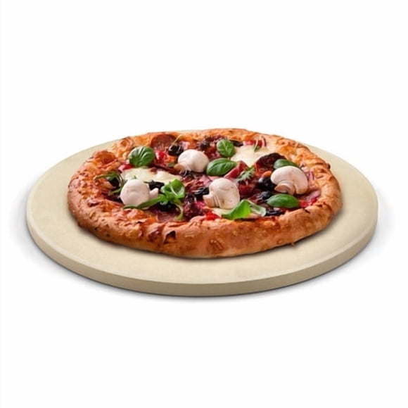 Cook N Home Pizza Grilling Baking Stone With Scraper, Heavy Duty Cordierite 16-Inch Round Bread Stone For Oven And Grill, Thermal Shock Resistant Ideal For Baking Golden Crisp Crust Pizza,Cream