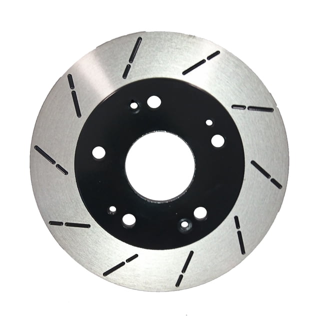 Disques de Frein Rainurés à Enduit Électronique Arrière, Plaquettes en Céramique Conçues pour s'Adapter aux Toyota Camry 2007-2011. l'Image Montre un Seul Disques de Frein Rainuré avec une Finition Métallique et un Moyeu Central Revêtu de Noir, Présentant des Trous et des Rainures Percés avec Précision pour une performance de Freinage Accrue. Convient aux Pièces de Rechange Automobiles dans la Catégorie Freins et Pièces de Frein.
