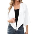 thumbnail image 4 of VEKDONE Cardigan à Capuche en Chiffon Décontracté pour Femmes Manches 3/4 Respirant Blanc G, 4 of 9