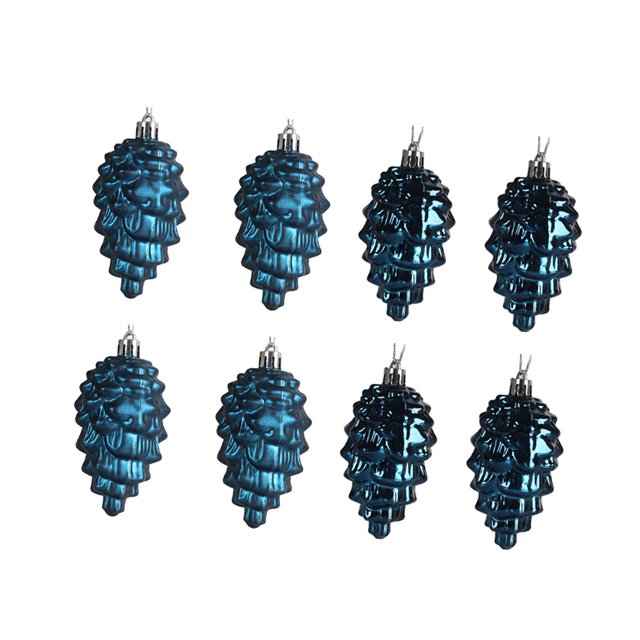 8 Pieces Christmas Tree Decorations with Cone Pendant, Christmas Decoration Blue A
