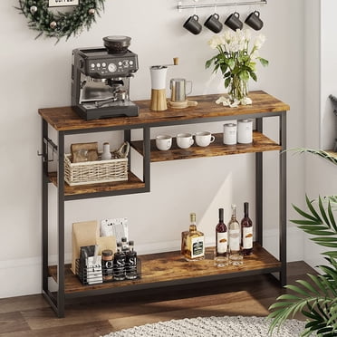 Bestier Table Console de 39,4 Po L, Table d'Entrée à 4 Niveaux avec 3 Tablettes, Brun