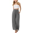 thumbnail image 1 of MIASHUI Girls Summer Loose Pants Solid Color Flower Wide Leg Beach Pants,Grey,12-13 Years, 1 of 6