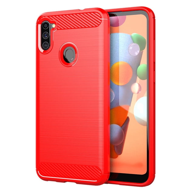 PANDACO Red Brushed Metal Case for Samsung Galaxy A11
