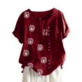 thumbnail image 2 of Pisexur Hauts d'Été pour Femmes Col Rond Manches Courtes Imprimé Pissenlit T-Shirts Amples Blouses Hauts - Offres du Jour, 2 of 4