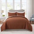 thumbnail image 1 of JML Quilt Set 3 Piece Microfiber Coverlet Shams Set, Soft Lightweight, Queen, Brown, 1 of 6