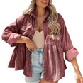 thumbnail image 1 of LIaqionyy Womens Corduroy Jacket Shackets Long Sleeve Button down Shirts Oversized Casual Blouses Tops, 1 of 7