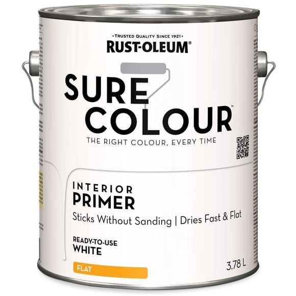 Rust-Oleum Sure Colour™ Paint + Primer, Primer Flat, White 3.78 L