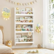 Homfa 4-Tier Wall Bookshelf, 44.5"H Wall-Mounted Kids Bookshelf, Book Storage Rack for Kids Room, White