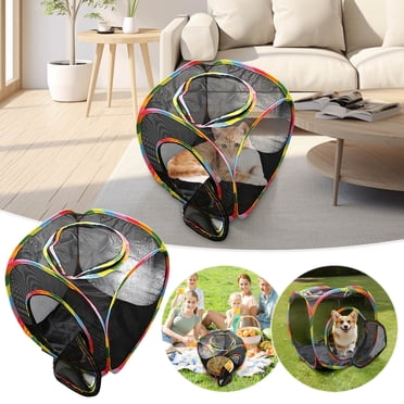 Cat Cube Tente Roulante Cube en Maille Cat Cube pour Chats Tente Cat Cube Extérieur Enclos en Maille pour Chat Cubicule de Jeu pour Animal Extérieur Pliable Ouvert Parc pour Animal Ventilé Maisonnette pour Chiot Lapin