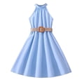 thumbnail image 1 of AJIWYH Robe de la Saint-Valentin pour Filles, Robe pour Enfants Couleur Unie à Tour de Cou, Collection Taille, Robe Bleu Pâle pour 7-8 Ans, 1 of 6