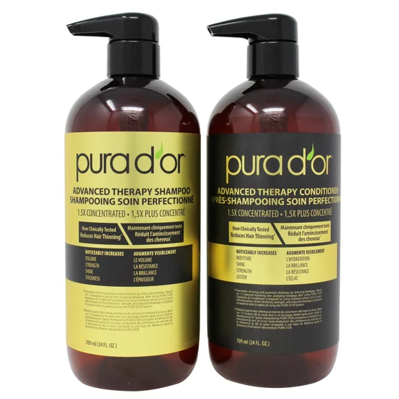 Pura D'Or Advanced Therapy Shampooing et Revitalisant, 2 x 709 ml
