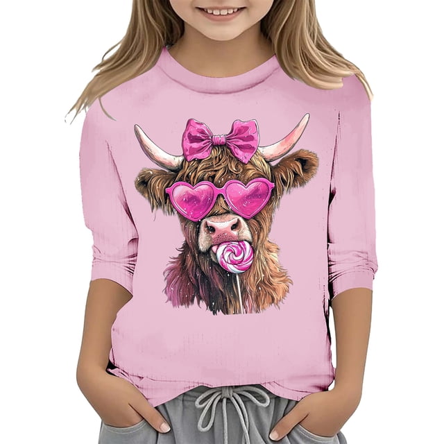 T-shirt de Mode pour Filles à Manches Raccourcies pour la Saint-Valentin. Rose 110/3 A-4 A