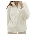 thumbnail image 1 of Kcodviy Women's Solid Color Fleece Oversized Fleece Jacket Collar Zip Up Warm Womens Sweaters Cozy Outerwear, 1 of 3
