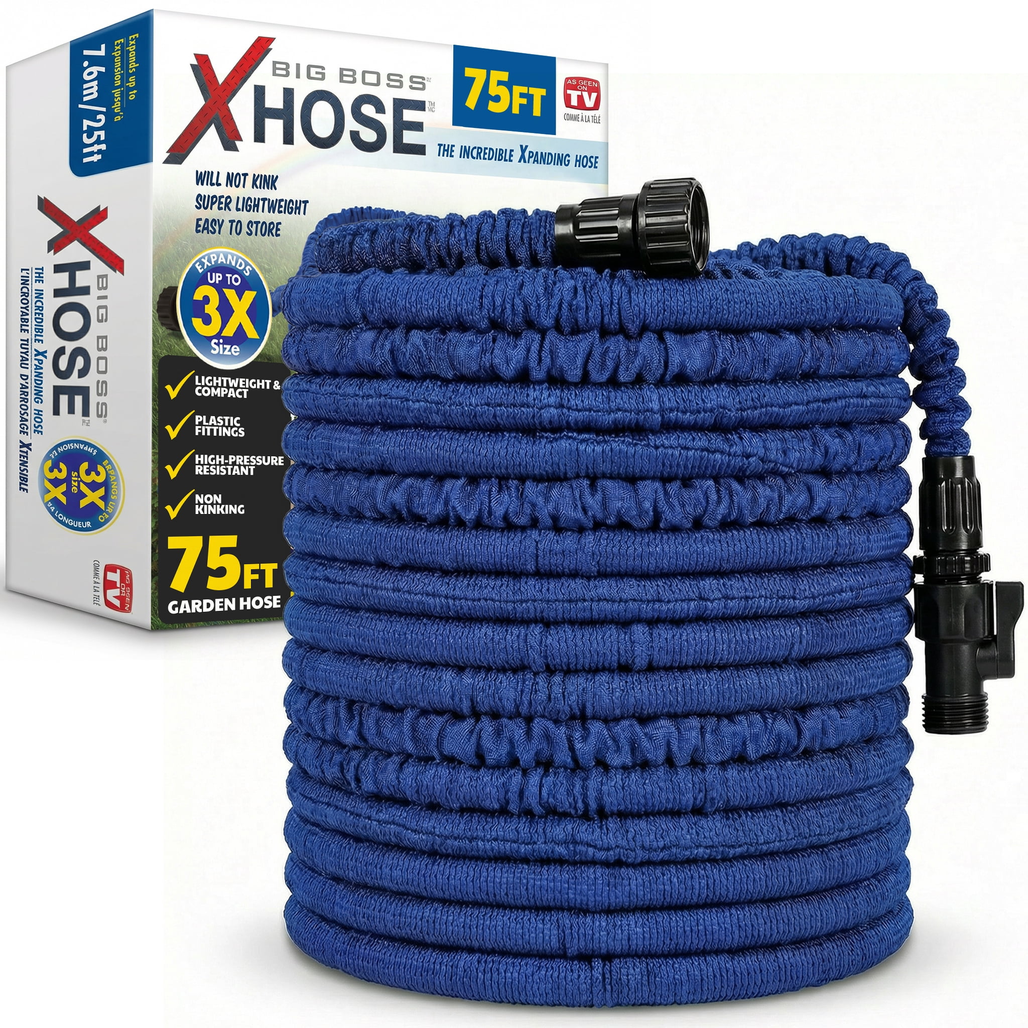 Xhose Expandable Garden Hose Flexible Hose Water Hose Dac Fiber Weatherproof Hose 75ft