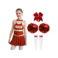 thumbnail image 1 of Runhomal Costume de Pom-Pom Girl pour Filles Enfants Halloween Carnaval Uniforme de Cheerleading Robe de Danse Sans Manches avec Pompons B Rouge 8, 1 of 7