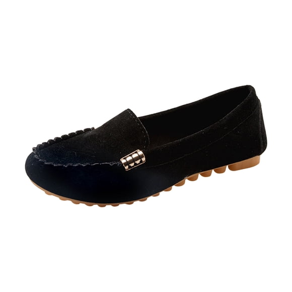 hopeusnice Women's Suede Loafers Slip On Flats Comfortable Driving Shoes Soft Sole Loafers Low Heel Flat Shoes Outdoor Indoor Walking Driving Black 43