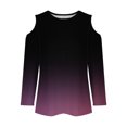 thumbnail image 5 of QIPOPIQ Hauts pour Femmes Manches 3/4 Chemises Col Rond Blouses Décontractées Amples Imprimé Dégradé T-Shirts en Liquidation, 5 of 5
