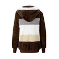 thumbnail image 5 of EGNMCR Womens Winter Fuzzy Fleece Jacket Hooded Color Block Patchwork Cardigan Zipper Pullover Coats Outerwear with Pockets, 5 of 5
