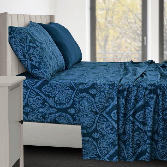 Lux Decor Collection Draps de Lit - Ensemble de 4 Pcs Draps Simple TG - Draps en Microfibre Brossée 1800 Fils
