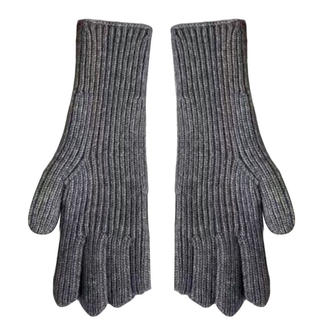1 Pair Women Gloves Knitted 2-Fingerless Touchscreen Stretchy Soft Wrist Hands Protection Solid Color Winter Thermal Women Motorcycle Riding Gloves for Outdoor