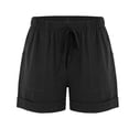 thumbnail image 4 of Timegard Wide Leg Shorts for Women Cotton Linen Elastic High Waisted Drawstring Loose Shorts with Pockets, 4 of 7