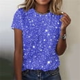 thumbnail image 2 of Plebaso T-Shirts de Mode pour Femmes à Imprimé Scintillant, Manches Courtes, T-Shirts Graphiques, Hauts Décontractés à Col Rond, 2 of 4