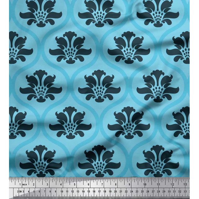 Soimoi Rayon Fabric Ogee Damask Print Fabric by the Yard 42 Inch Wide