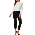 thumbnail image 2 of INSPIRE CHIC Blouse Haut à Col Montant à Volants Boutonné à Manches Longues pour Femme P Blanc, 2 of 8