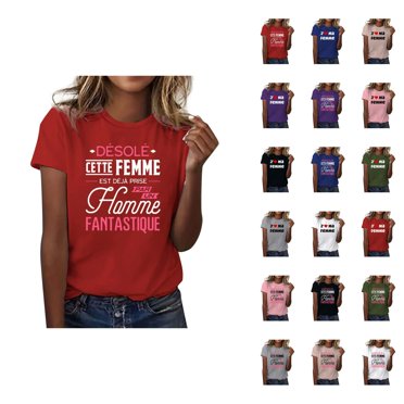 Desole Cette Femme Est Deja Prise Par Un Homme Fantastique Women Tshirts Casual Short Sleeve Crewneck Valentines Graphic Tees