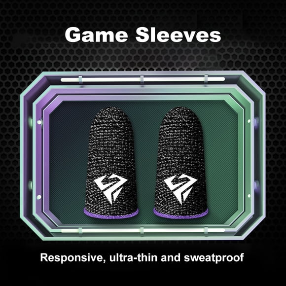 10 Pieces Mobile Phone Gaming Fingertip Sleeves Sensitive Sweatproof Anti-slip Gloves Anti-fingerprint Ultrathin Fiber Covers Purple Type 2