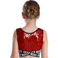 thumbnail image 2 of Débardeur Court de Danse Athlétique Sans Manches à Paillettes Brillantes pour Filles, Découpes, à Bretelles Croisées, Fête, Rouge, 4, 2 of 5