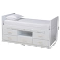 thumbnail image 3 of Baxton Studio Mirza Lit de Rangement Format Simple en Bois Fini Blanc avec Bureau Coulissant, 3 of 11