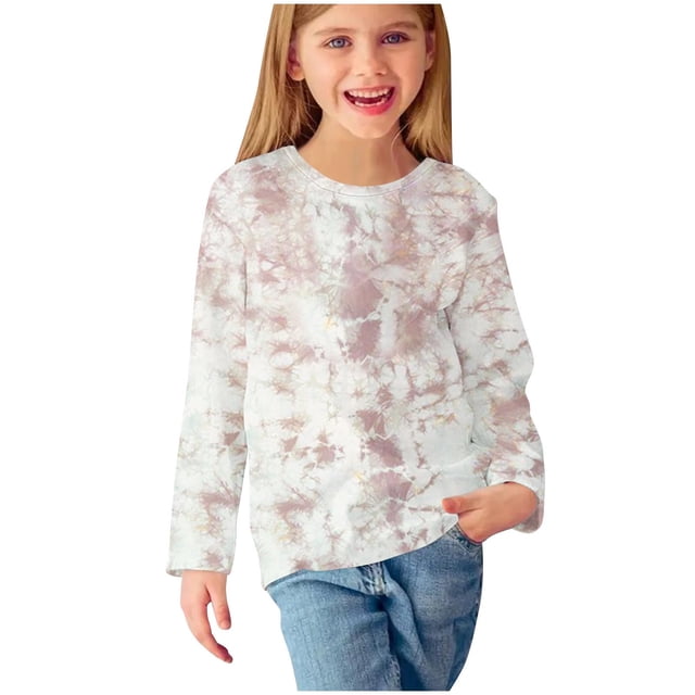 WRKEKC Chemises à Manches Longues pour Filles, T-Shirts à Manches Longues pour Filles, Chemises à Manches Longues à Imprimés pour Filles Jolis Chandails Ras du Cou Blouses Habillées Décontractées Vêtements