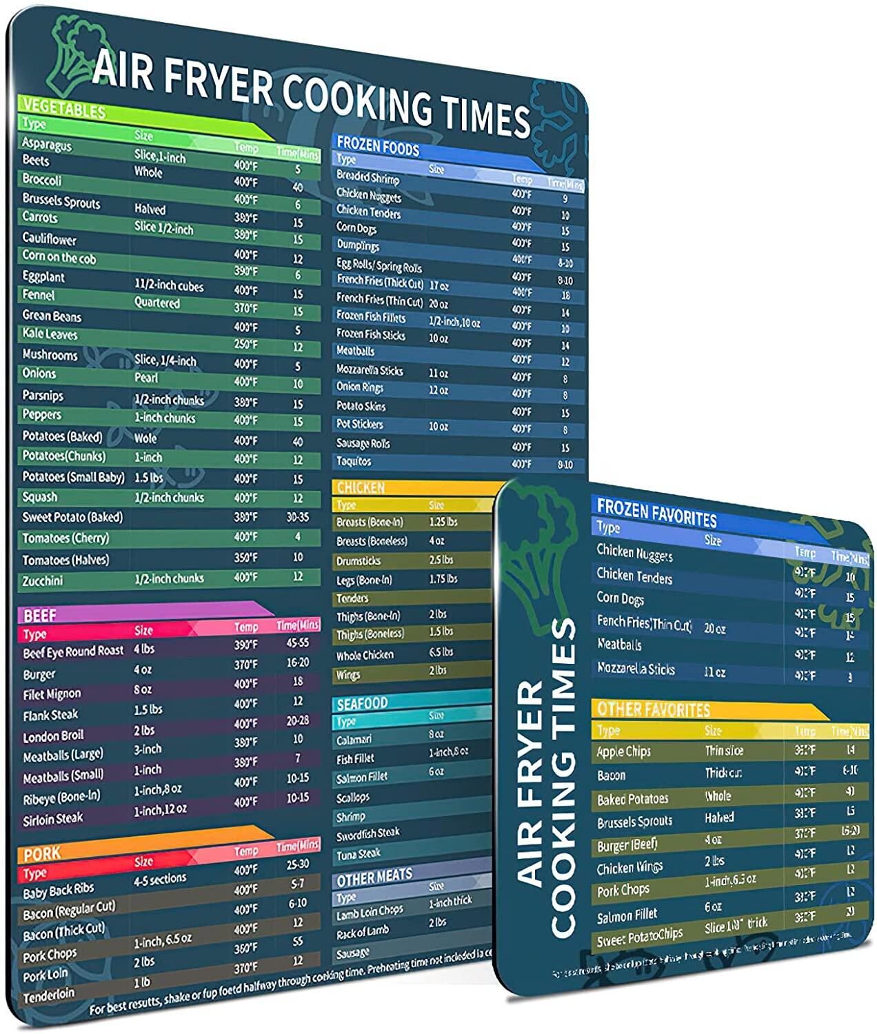 Mistaha Air Fryer Magnetic Cheat Sheet Set Air Fryer Accessories Cook Times Airfryer Accessory Magnet