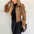 thumbnail image 4 of XZNGL Cropped Jacket Women Ladies Lapel Motor Jacket Coat Zip Biker Short Punk Cropped Tops, 4 of 9
