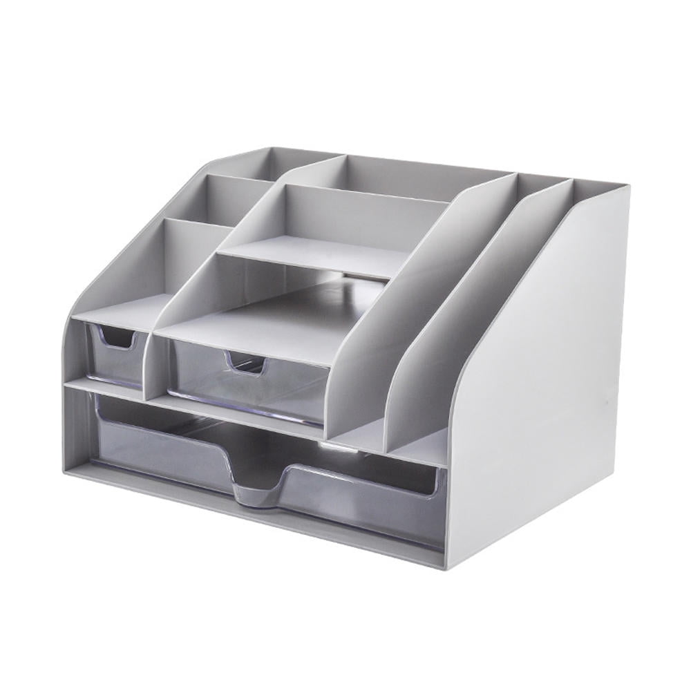 Office Desk Organizer with Sliding Drawer and dividers, Desktop Files and Stationery Organizer