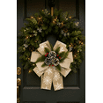 Holiday Time Christmas Natural Beige Bow with Snowflake Print and ...