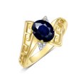 thumbnail image 3 of RYLOS Rings for Women 14K Yellow Gold Greek Key Designer Ring 9X7MM Gemstone & Diamond Ring September Sapphire Jewelry  Size 10, 3 of 7