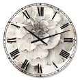 thumbnail image 1 of Designart 'Indigold Grey Peonies I' Traditional wall clock, 1 of 4