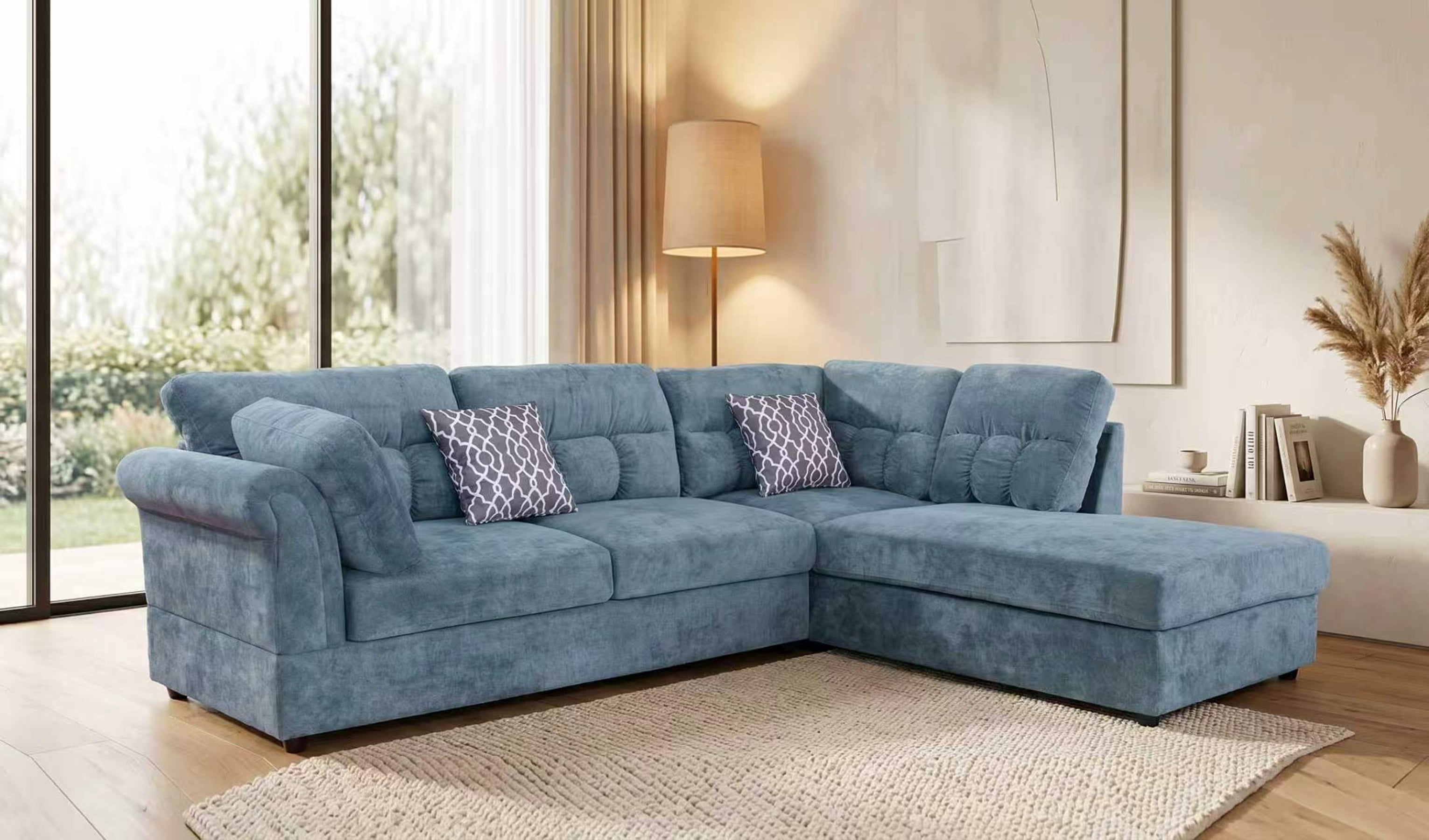 Canapé d'angle moderne en tissu gris K-Living pour salon