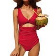 thumbnail image 1 of Charmo Womens One Piece Swimsuit Ruched Tummy Control V Neck Bathing Suits Swimwear, 1 of 6