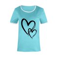 thumbnail image 3 of SMihono Hauts pour Femmes Été Décontracté Mode Féminine Décontracté Imprimé Col Rond Ample Manches Courtes T-shirt Pull Oversize T-shirt pour Femmes 2023, 3 of 4