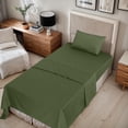 thumbnail image 2 of Ruvanti 100% Cotton Sheets - Crispy Cooling Percale Sheets For Split King Size Bed, Breathable & Durable Split King Sheet Set For Adjustable Bed, 16 Inches Deep Pocket Bed Sheets, Chive, 5 Pieces, 2 of 5