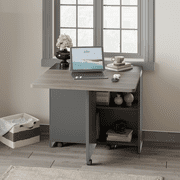 Folding Dining Table, Farmhouse Dining Table for 4 Storage Shelf, 6 Wheels Multipose Expandable Kitchen Drop Leaf Table