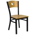 thumbnail image 1 of HERCULES Series Black Circle Back Metal Restaurant Chair - Natural Wood Back & Seat, 1 of 6