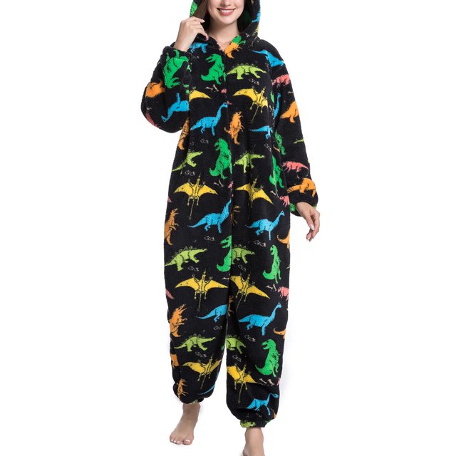 Fuzzy One Piece Pajamas, Stylish Soft Warm Pajamas Jumpsuit For Lady For Home